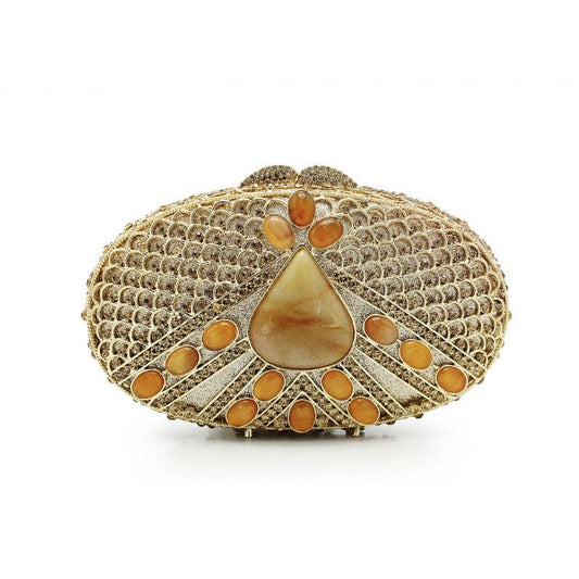 M / Gold Fashion Luxury Agate Stone Clutch Bag Golden Chain Party Wedding Purse Women Rhinestone Evening Female Dinner Dress Handbag