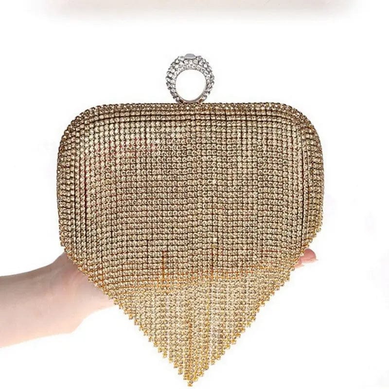 M / gold New Designer Bling Rhinestone Fringe Evening Purse Clutch White Pearl Evening Clutch Bridal Purses Girls Clutch Evening Bag