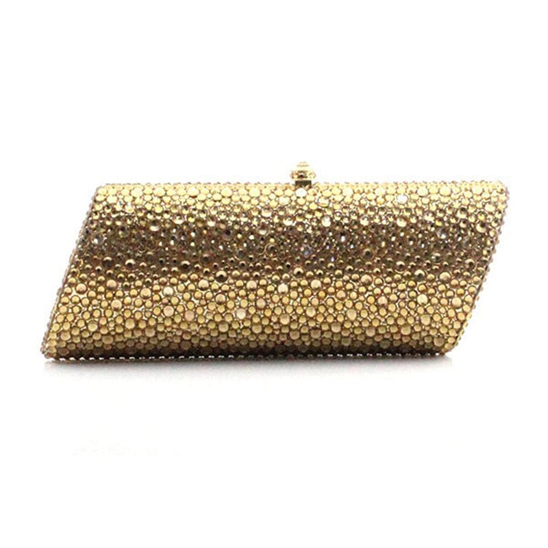 M / Gold Women Silver Crystal Rhinestones Evening Clutch Bag Bridal Wedding Party Dinner Wallets Prom Chain Shoulder Handbag Purse