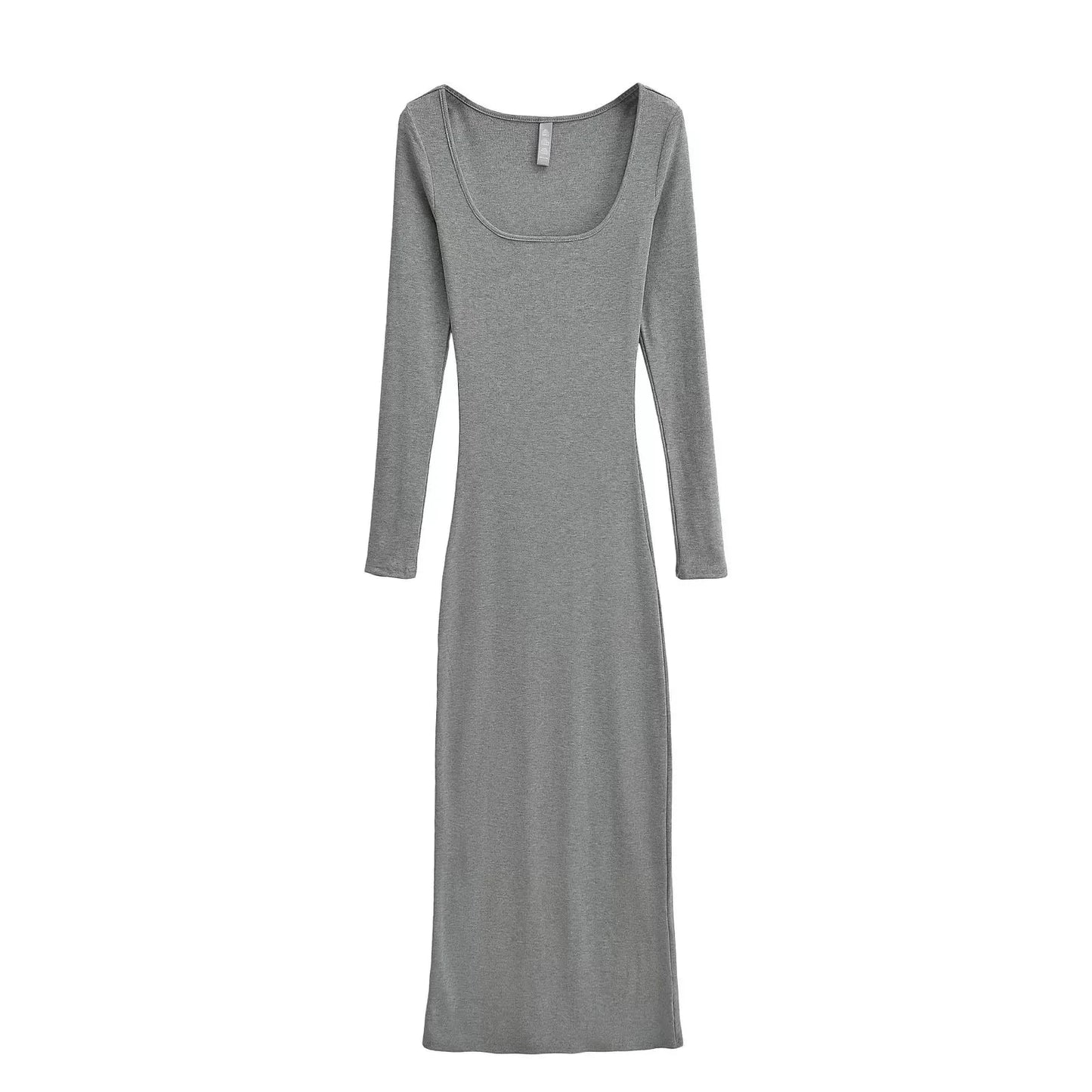 M / Gray 2024 Women Modal Casual Dress Soft Lounge long sleeve dresses  Women Bodycon U neck Long Maxi Women Dress