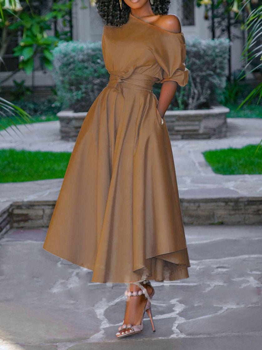 M / Gray fashion wholesale  Sleeve ladies dress for women clothing  custom logo casual dresses women