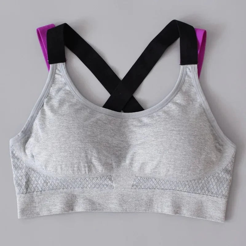 M / Gray Plus Size Beauty Back Wirefree Stretch Gym Workout Sujetador Deportivo Seamless Sports Bras Running Fitness Yoga Bra For Womens