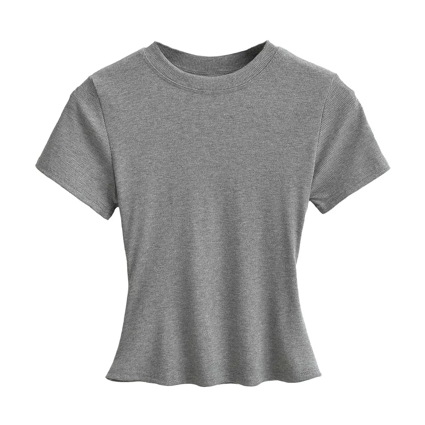 M / Gray / Spandex / Cotton Casual T-Shirts Women Slim Fit Tees Female short Sleeve Top summer Ladies Solid Basic T-shirt cotton t shirt