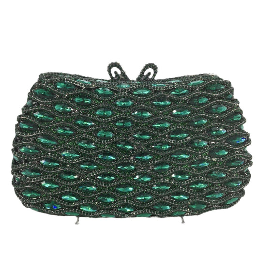 M / green Factory Wholesales Luxury Crystal Rhinestone Clutch Evening Bag for Formal Party Diamond Purse Bridal Bags For Ladies