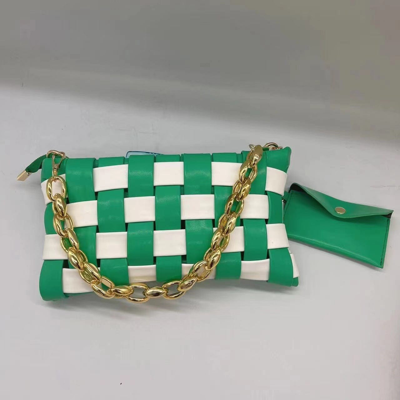 M / green Top Selling 2022 Bamboo Chain Hand Bags Women Handbags Ladies Shoulder Luxury Woven Purses Handbags