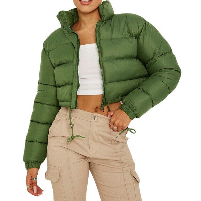 M / green1 Fall Winter Clothes for Women  2023 Luxury Warm Puffer Jacket Cropped Coat y2k Hot Padding Short Down Coat New crop top jacket