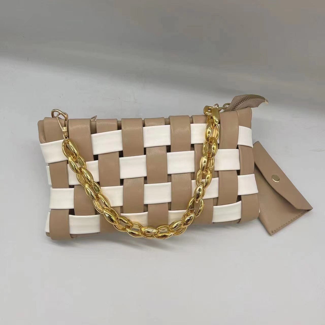 M / Khaki Top Selling 2022 Bamboo Chain Hand Bags Women Handbags Ladies Shoulder Luxury Woven Purses Handbags