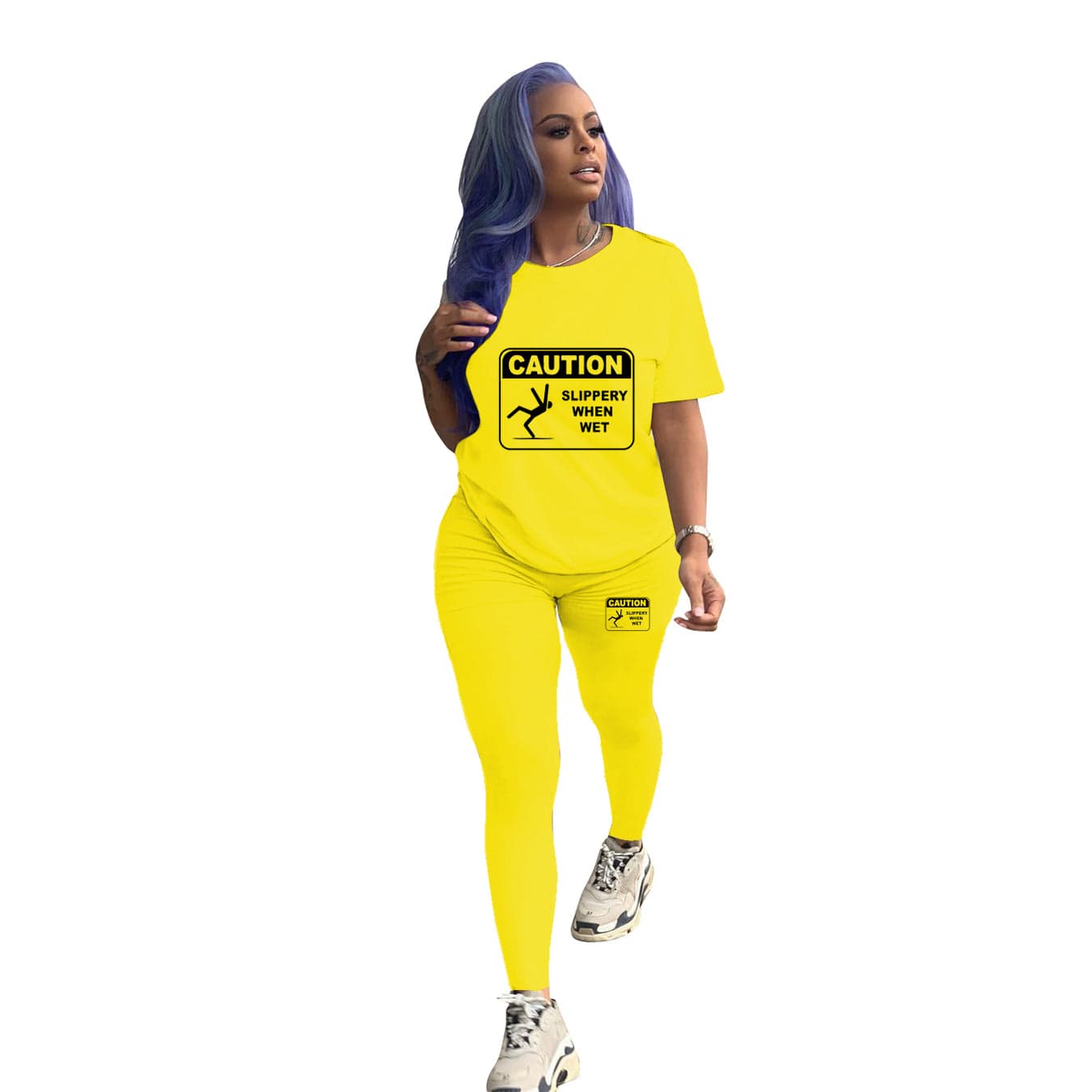 M / L287155-5 Custom Short Sleeve T Shirt Biker Shorts Set Workout Solid Color Women Summer Two Piece Outfits Set