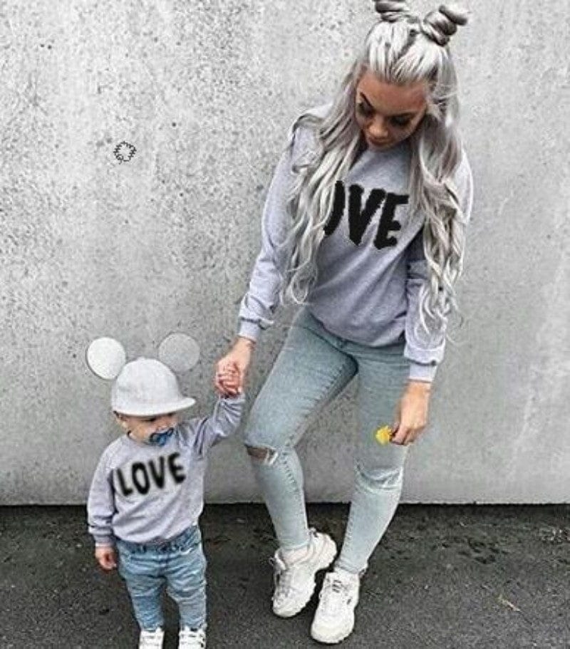 M / Letter black Family Matching Clothes Mom-child Casual Outfits Long Sleeves Cotton T-shirt Love Letter Printed Family Suites E170711