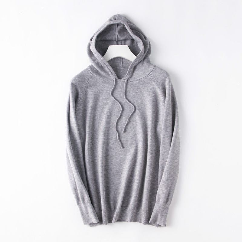 M / Light gray Spring New Hooded Sweater Women's Loose Casual Knitted Base Shirt Thin Coat