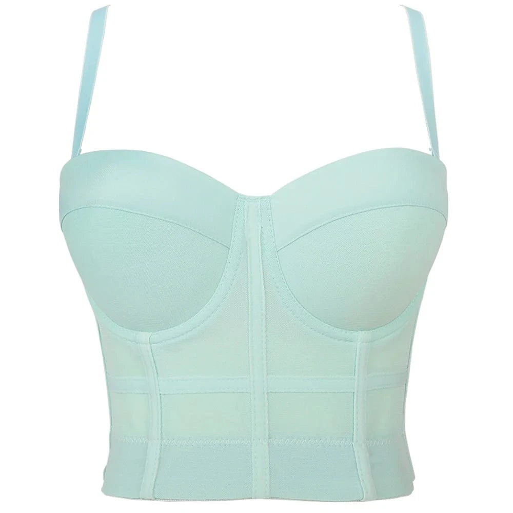 M / light green Manufacturer spot elastic mesh underwear wear body shaping Yoga Dance corset with chest pad back sling vest