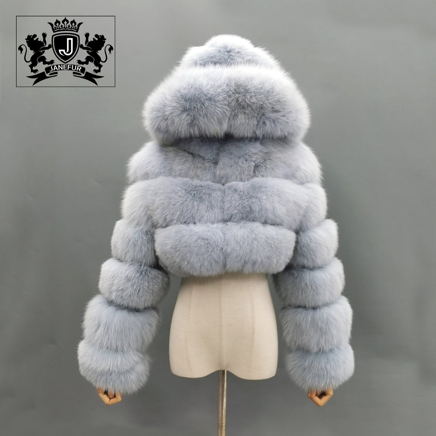 M / Light grey fur coat Quick Shipping deep hood fox fur zipper women winter real fur coat wholesale