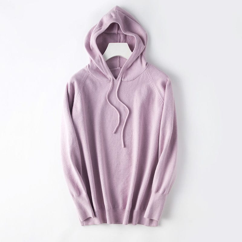 M / Light purple Spring New Hooded Sweater Women's Loose Casual Knitted Base Shirt Thin Coat
