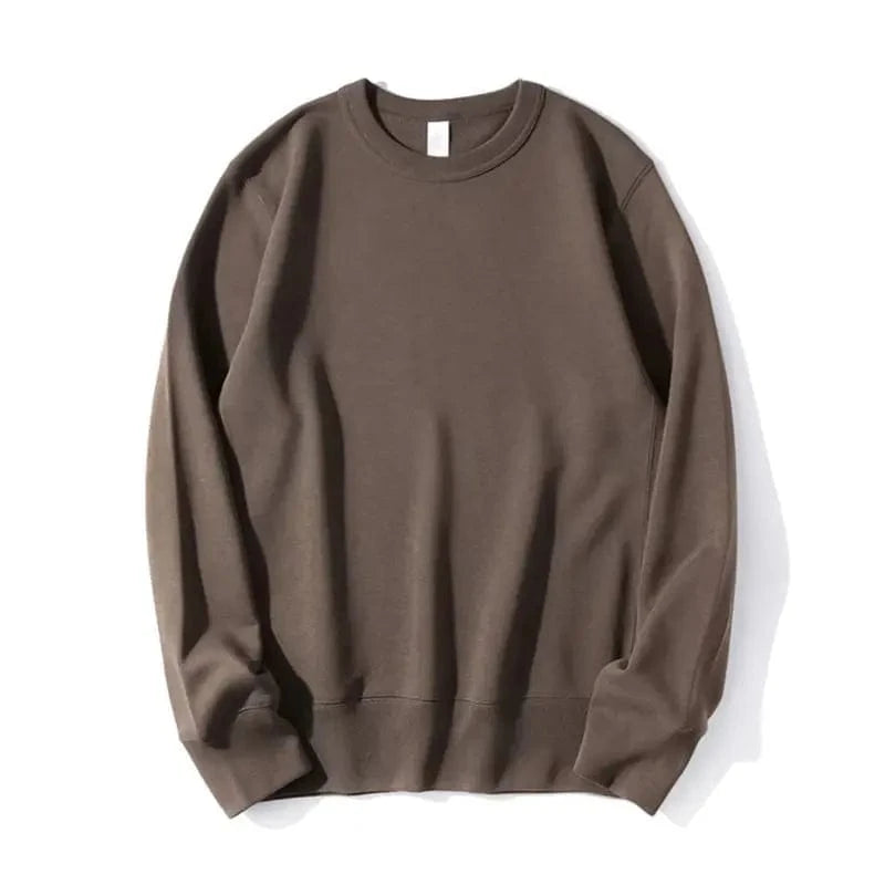 M / Matsutake Brown 340GSM Earth Tone Crewneck Sweatshirt Long Sleeve Pure Color Pullover Cotton Soft Terry Brown Men Shirt