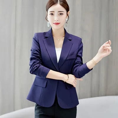 M / navy RRR96 New Long-sleeved Slim Women Blazers And Jackets Small Women Suit Korean Version (pink/Blue/green/blue) Ladies Blazer
