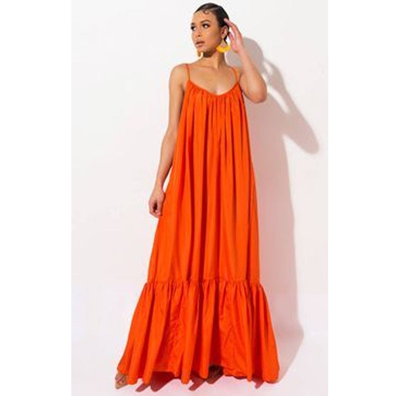 M / Orange Clothing Vendors Fashioning Summer Sleeveless  Color Non-sliping Dress Plus Size Dress Skirts