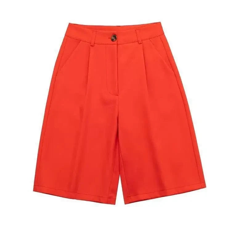 M / Orange XS-L Autumn Women's New Suit Shorts Minimalist style pocket casual shorts