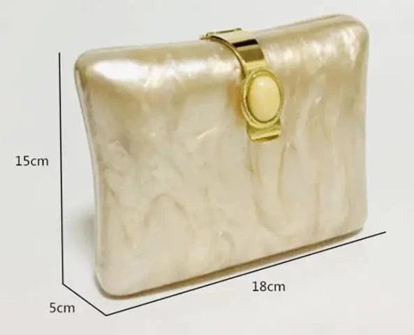 M / Pearl white Attractive Party Focus Acrylic Clutch Pearl handbag Beautiful Lady Party Evening Clutch Bag
