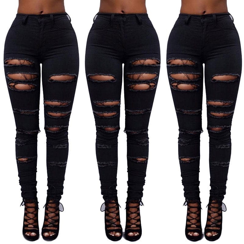 M / pic 1 90623-MX102 summer new look womens pencil ripped jeans