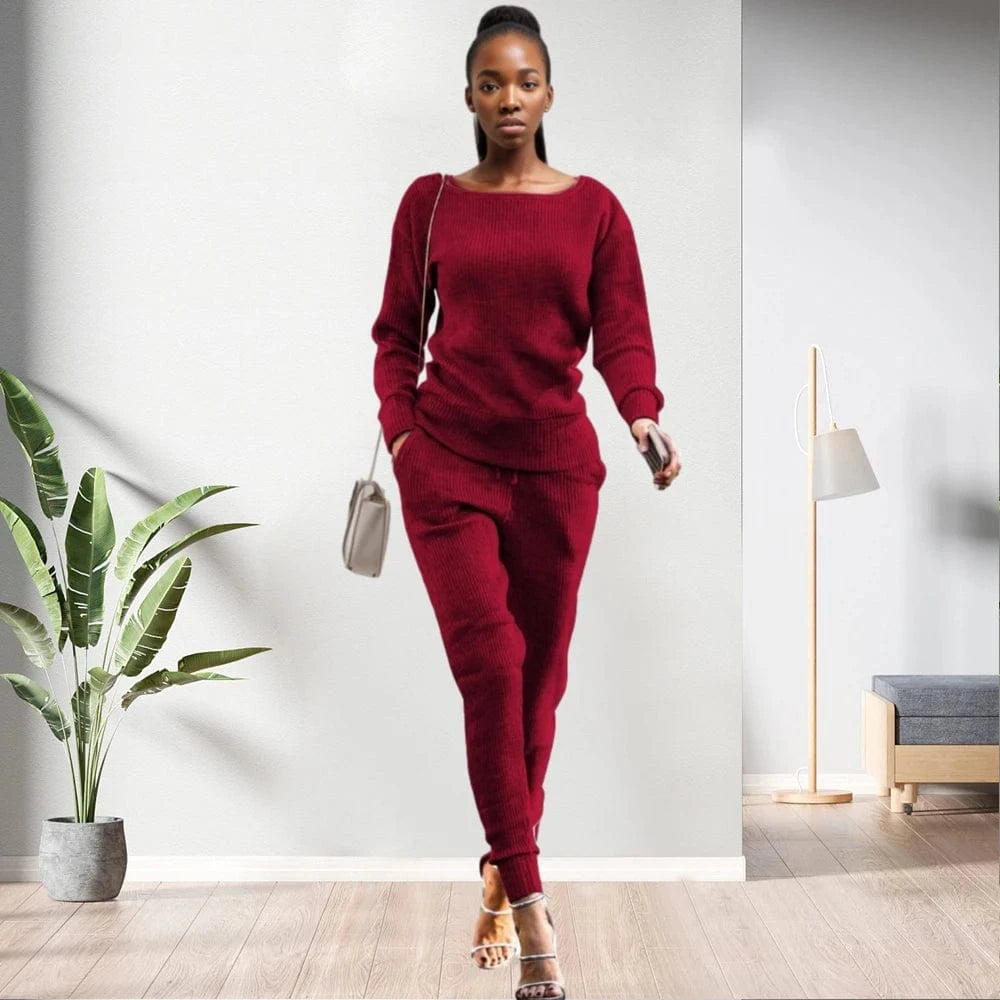 M / pic 8 90905-MX61 autumn new arrival 12 colors two piece knitted jumpsuit woman