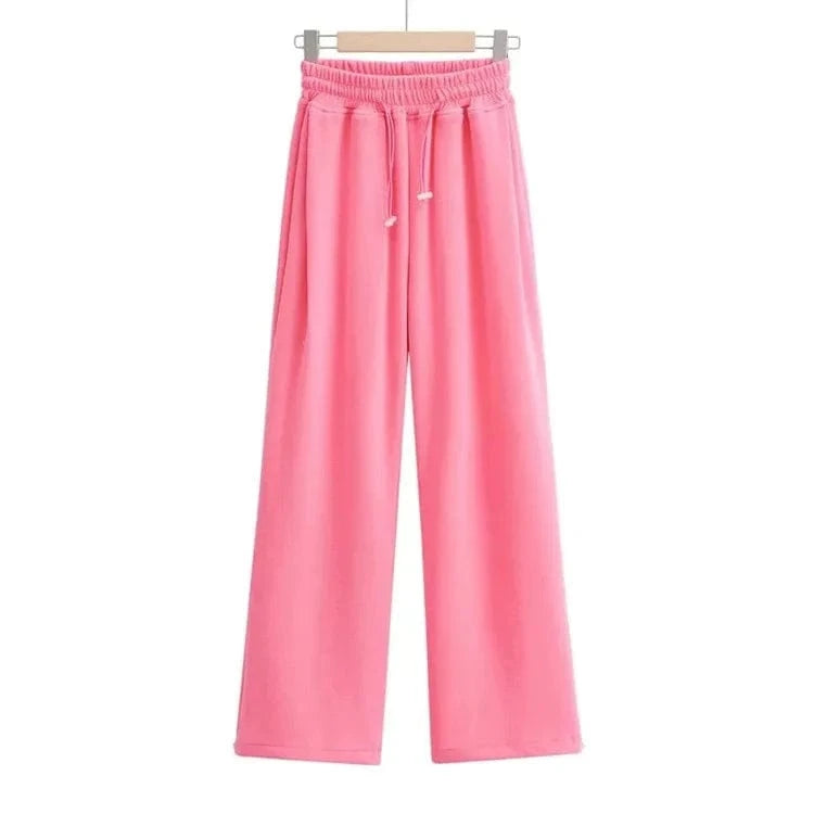M / Pink Casual Custom Womens Track Jogging Candy Color Pant Ladies Sweat Pants