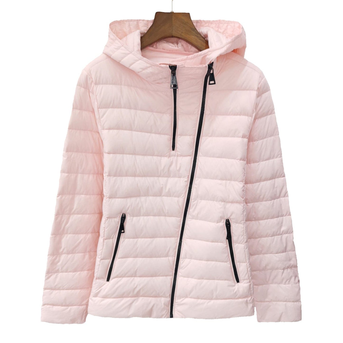 M / Pink Comfortable Slim Womens Winter Ladies Lightweight Down Jacket Clothing Waterproof coat
