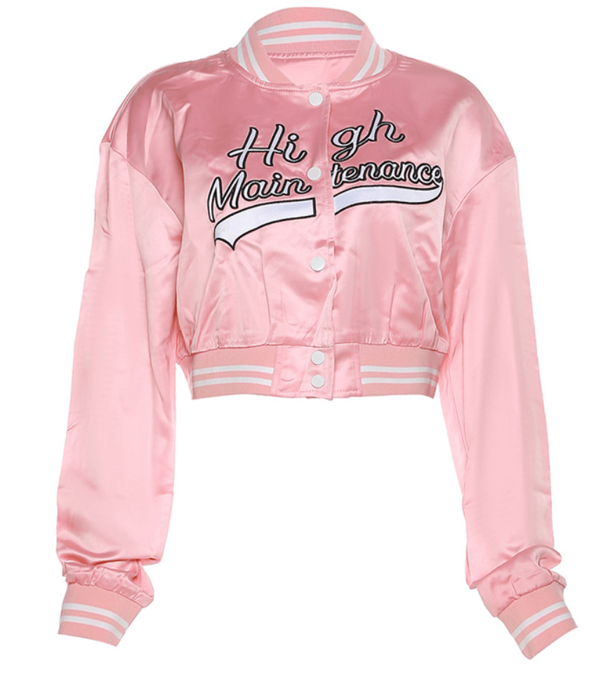 M / Pink Liu Ming Hot Selling Fashion Winter Women Casual Letter Embroidery Baseball Bomber Jacket Coat