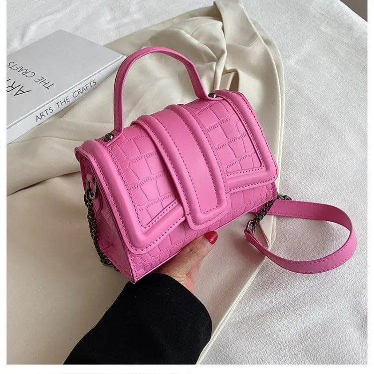 M / Pink New 2022 Chain Bags Women Handbags Ladies Shoulder Luxury Purses PU Leather Handbags