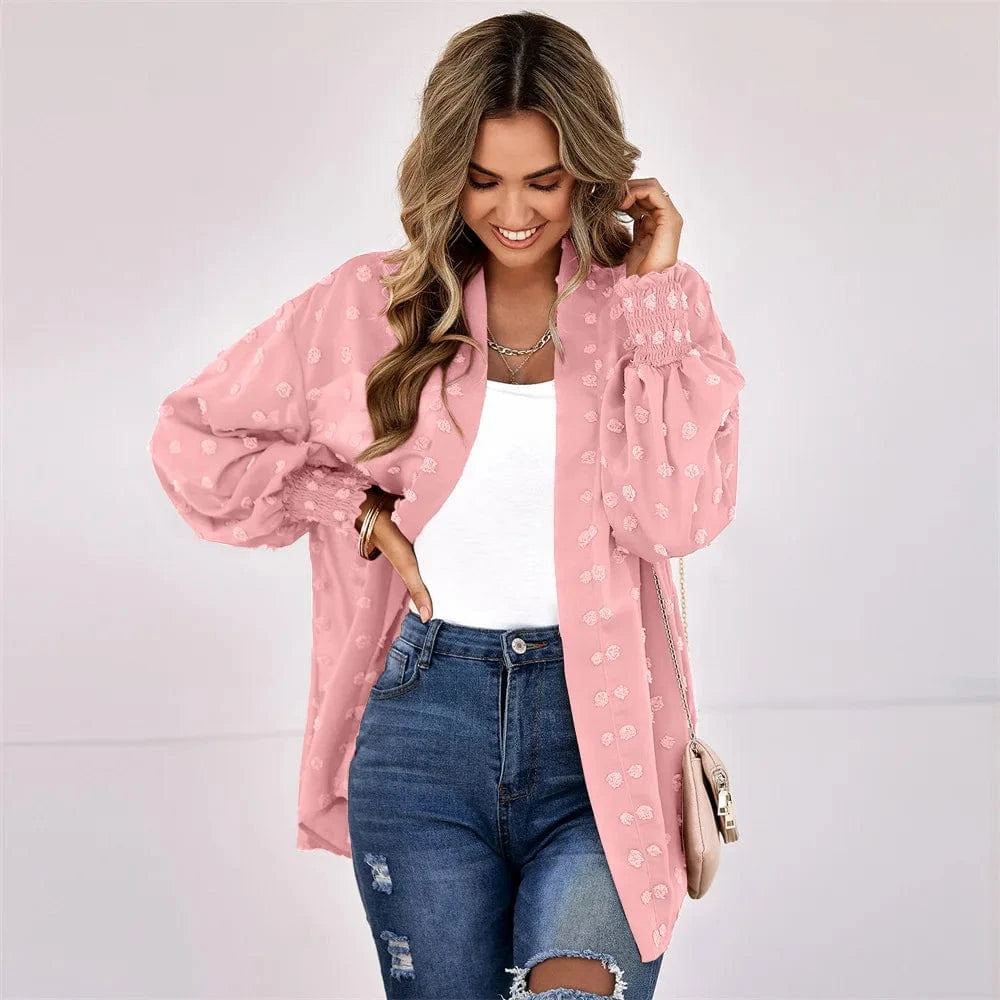 M / Pink Spot Cross-border European and American Leisure Beach shawl cardigan Chiffon jacket