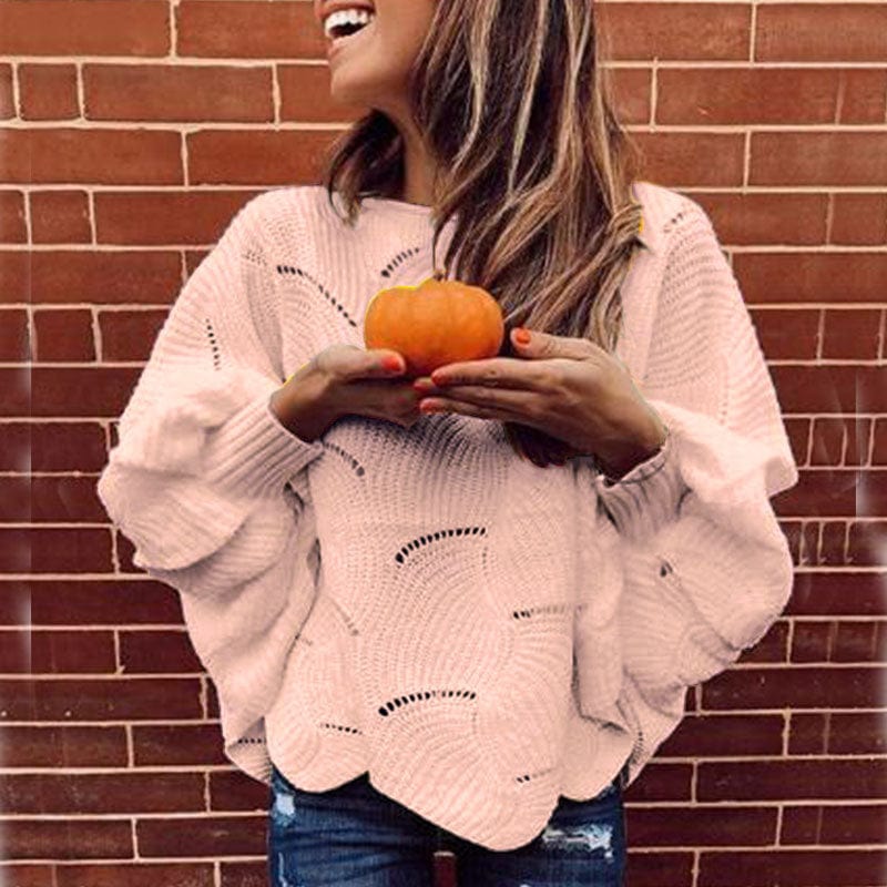 M / Pink Thickened Solid Color Sweater Women's Round Neck Top Autumn And Winter New Lazy Wind Knitted Base Shirt Outer Wear