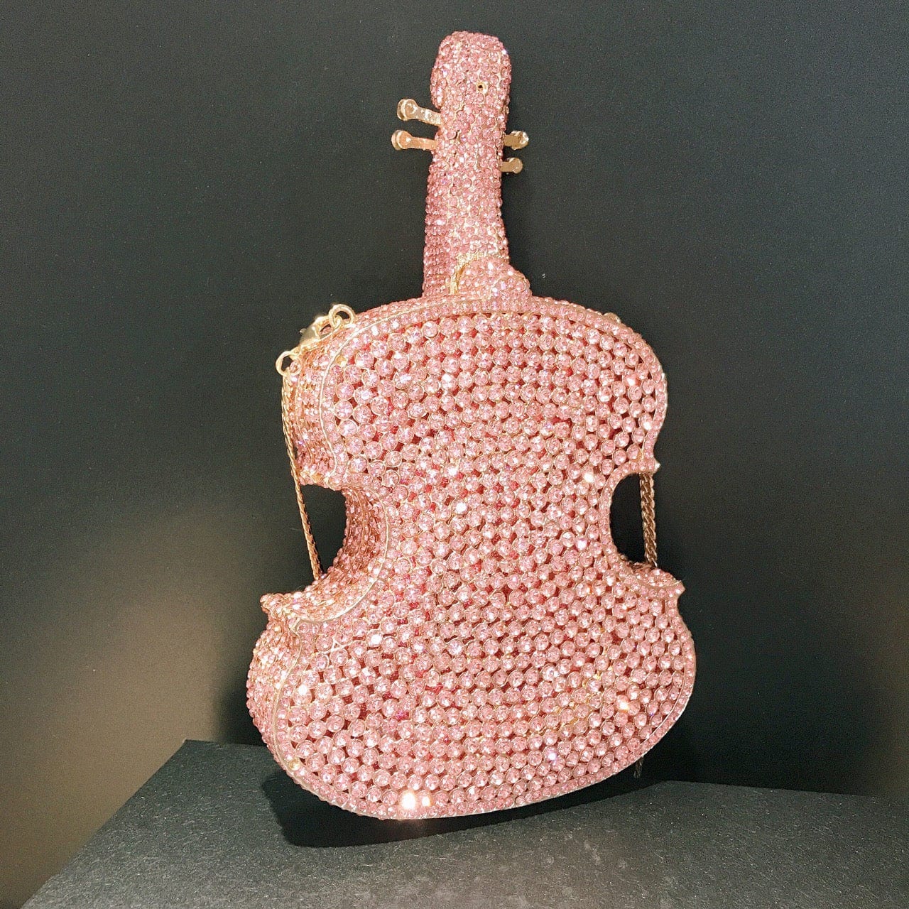 M / Pink Wholesale Ladies Violin Rhinestone Clutch Handbag Luxury Party Mini Banquet Diamond Clutch Bag Evening Wedding Crystal Purse