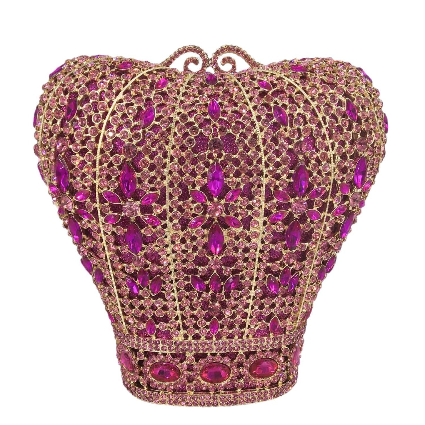 M / Pink Women Crystal Clutch Evening Purses and Handbags Bridal Handbag Wedding Diamond Crown Shape Party Bag