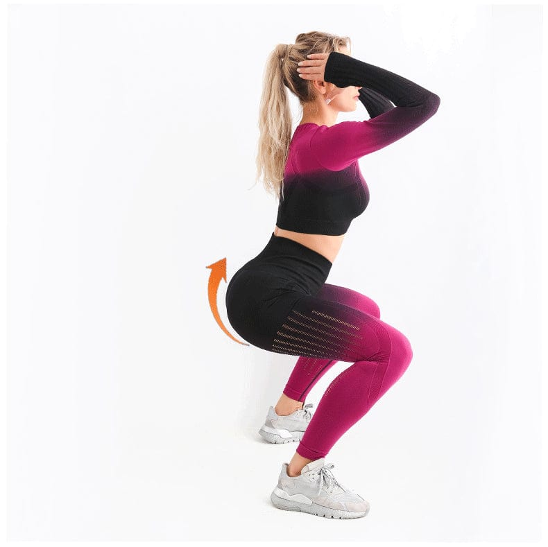 M / Plum New yoga suit set women's European and American cross-border sportswear long sleeved quick drying