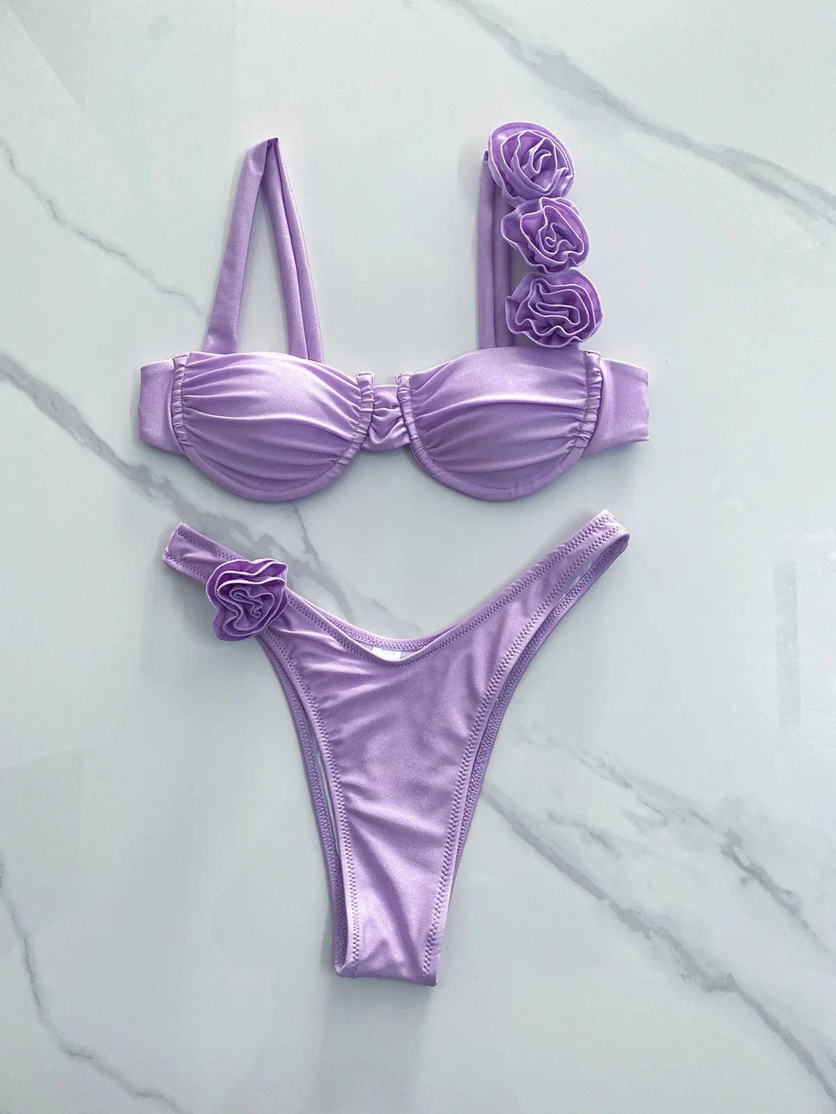 M / Purple RedPeony Sexy Female Swimwear Floral Bathing Suit Biquini Swimming Suits 2024 New Womens Swimsuit Lace Up Bikini Bikinis S