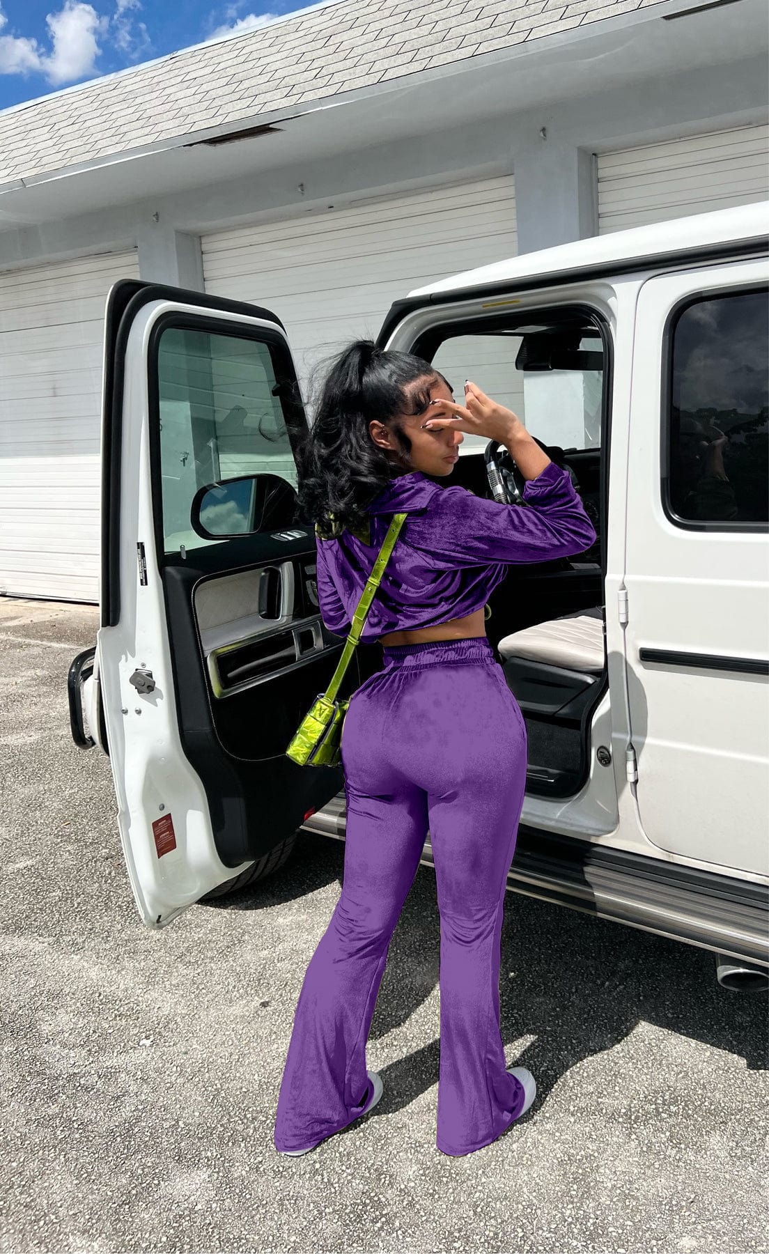 M / Purple Trendy Women Clothes Tracksuit Women's Hoodies & Sweatshirts Wide Leg Pants Lounge wear Velvet Two Piece Set