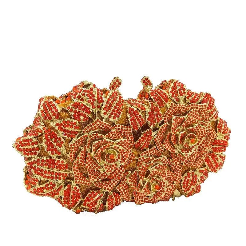 M / Red #5 Wholesales Luxury Expensive Sparkle Crystal Rhinestone Clutch Purse Elegant Flower Evening Bridal Dinner Bag Wedding Party Bag
