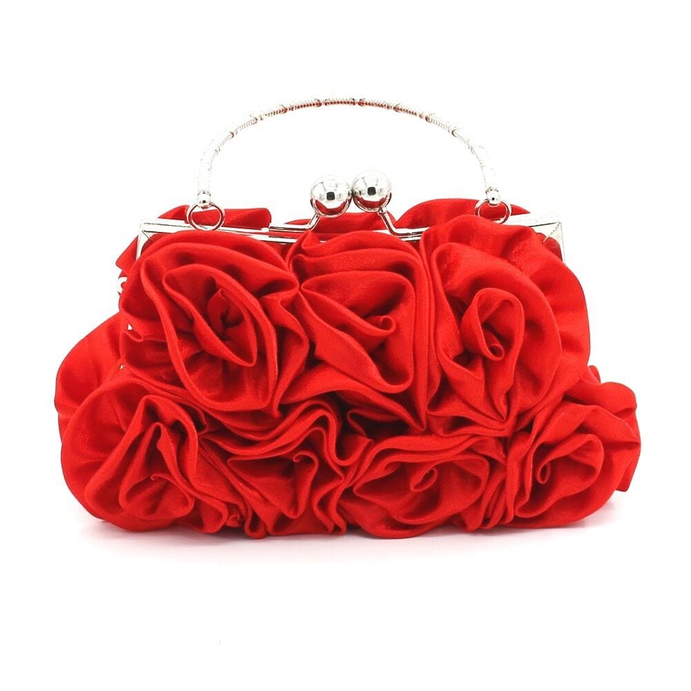 M / Red Fashion Purse Flower Bridal Dress Handbag Evening Bags Party Women Hand bags Cute Wedding Clutch Bag