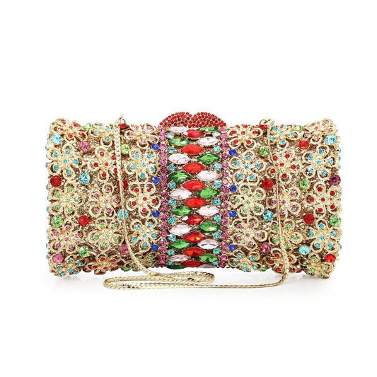 M / Red Gold Evening Bags for Women Fashion Brand Designer Handcraft Day Clutch Bags New Party Crystal Handbags Clutches Purse