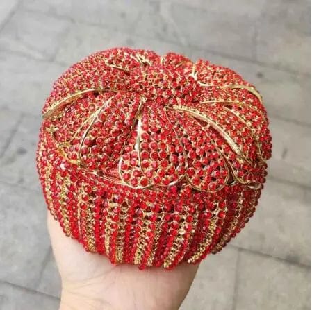 M / Red Latest Trending Beautiful Fashion Bling Crystal Rhinestone Flower Clutch Evening Bags Bridal Luxury Customized Handbag