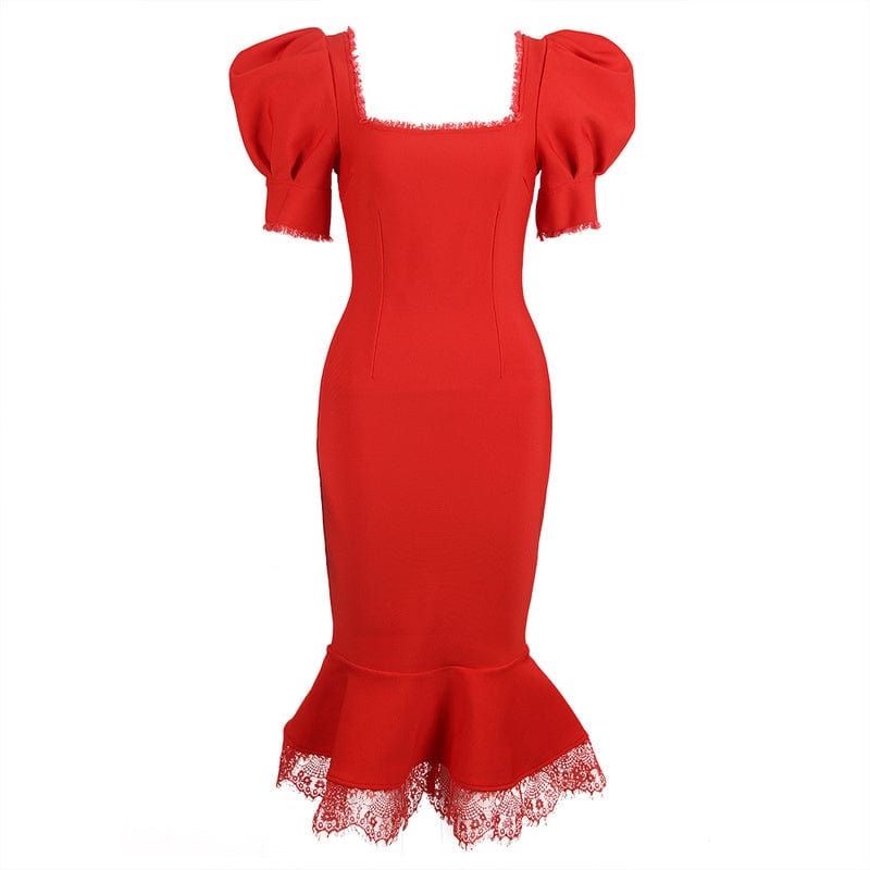 M / Red Novance Summer Lady Clothes Set Red Lace Bodycon Dress British Fashion Brand Womens Clothes Ladies Casual Party Dresses Elegant