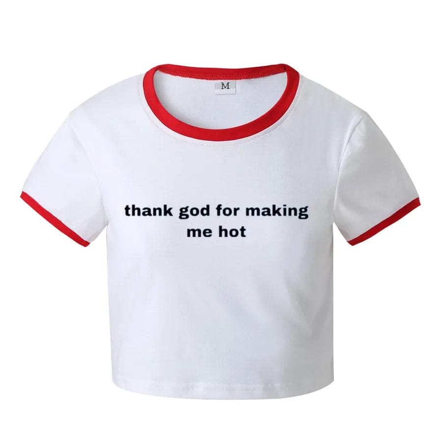 M / Red OUDINA New Women's T-shirt Spring Fashion Temperament Splicing Slimming Solid Color Crop Tops Women