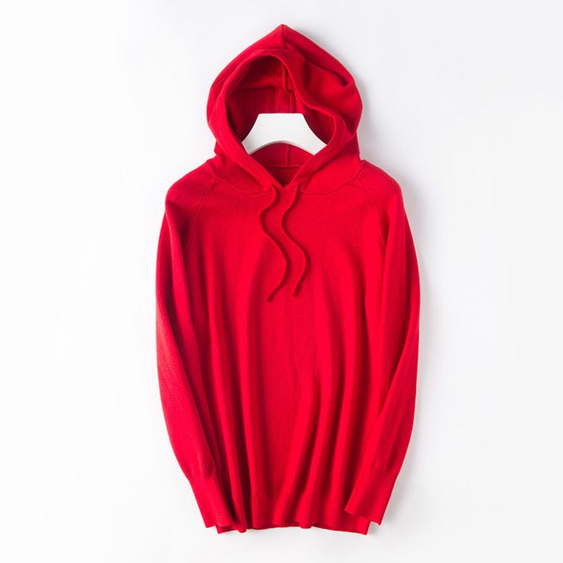 M / Red Spring New Hooded Sweater Women's Loose Casual Knitted Base Shirt Thin Coat