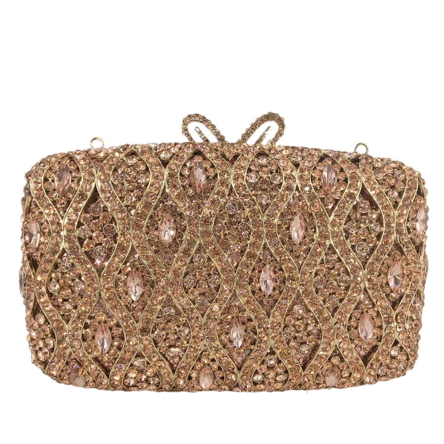 M / Rose Gold Factory Wholesales Luxury Crystal Clutch Bag Diamond Wedding Purse Women Party Hardcase Handbags