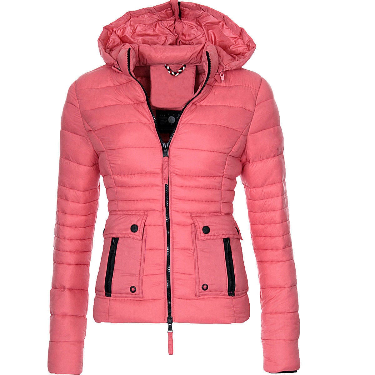 M / Rose Madder 10%OFF S-3XL Winter women's cotton coats short slim solid color cotton jackets warm zipper hooded cotton coats