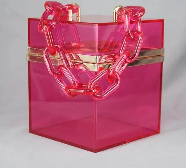 M / Rose Red Ladies acrylic clutch evening bag  Acrylic Clutches and Purses  fashion luxury designer Hand bag for party