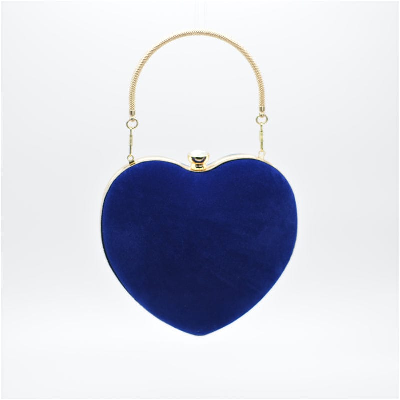 M / Royal Luxury Valentine Bridal Wedding Velvet Heart Shape Women Party Purse Dinner Banquet Clutch Bag Ladies Handbag Girls Evening Bag
