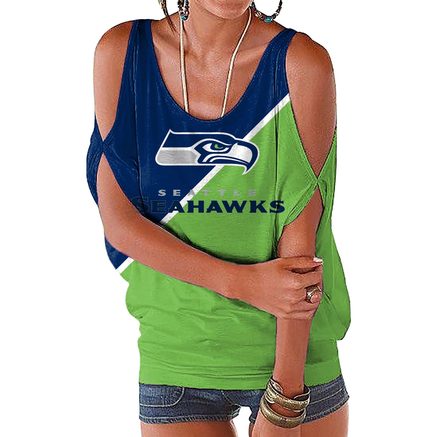 M / seahawks custom nfl polyester t shirt girl o neck short sleeve plain shirts ladies off shoulder plus size women's blouses & shirts
