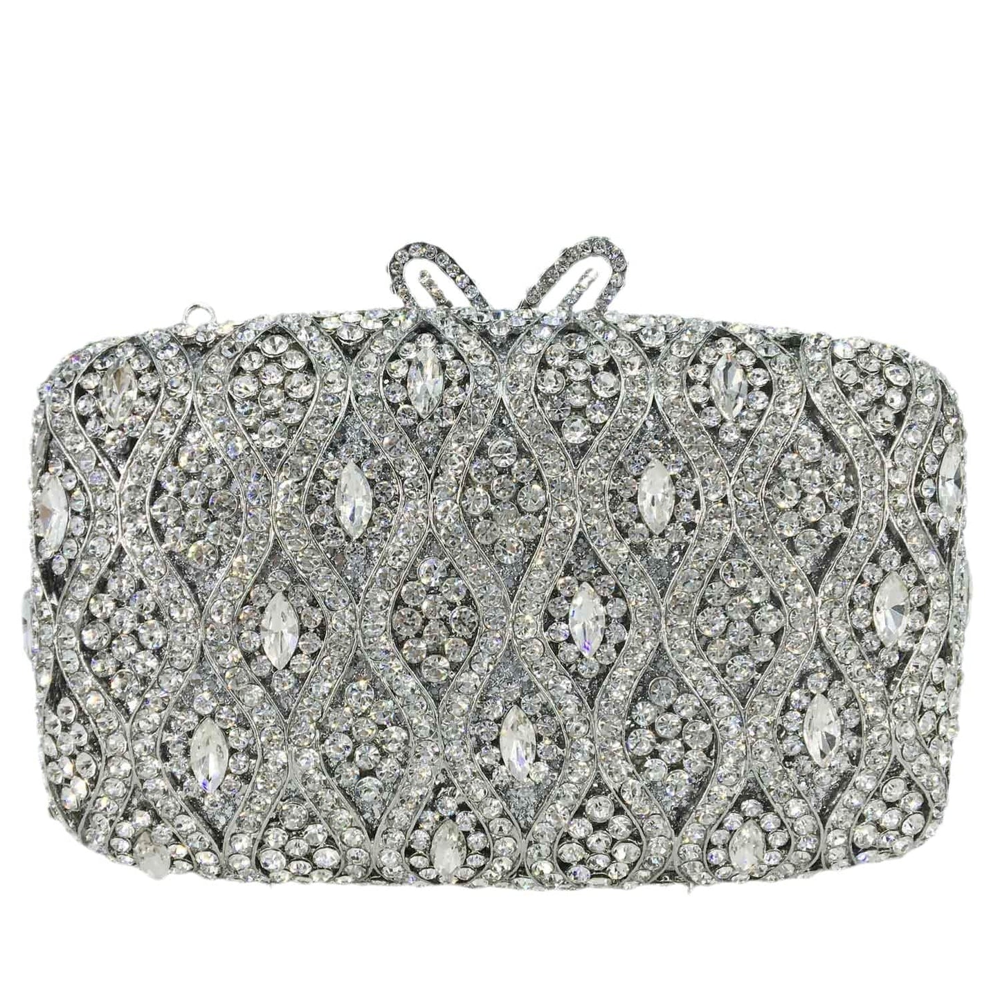 M / silver Factory Wholesales Luxury Crystal Clutch Bag Diamond Wedding Purse Women Party Hardcase Handbags