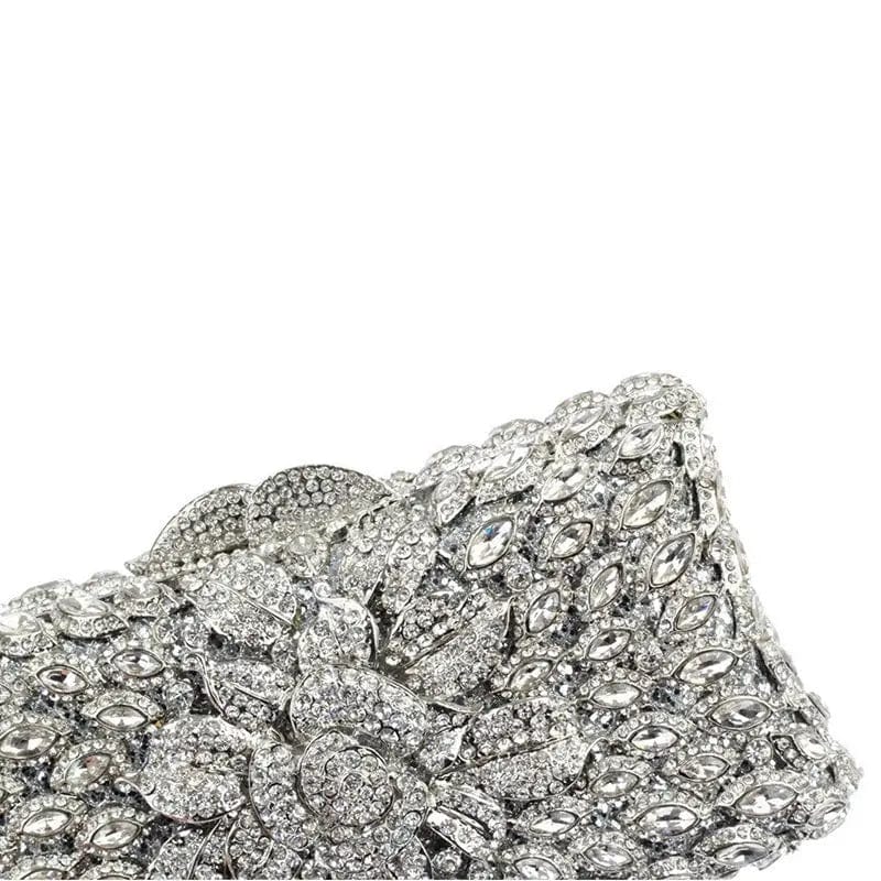 M / silver New Design Good Quality Wedding Bridal Sparkle Crystal Evening Clutch Rhinestone Clutch Bag Crystal Dinner Party Bag