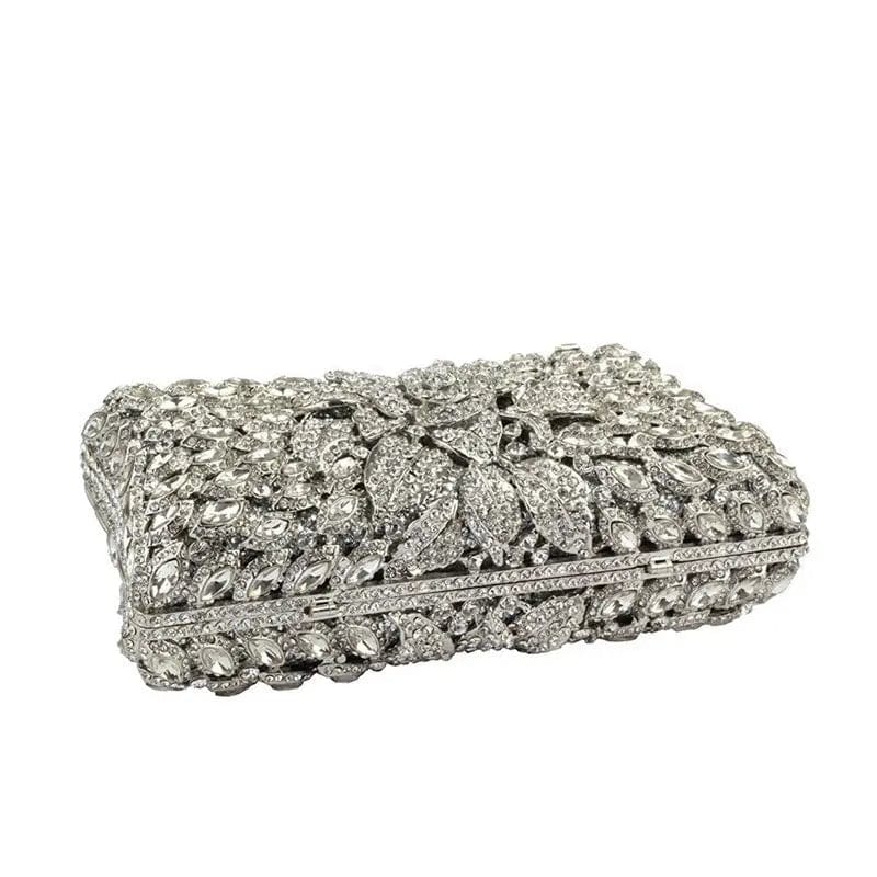M / silver New Design Good Quality Wedding Bridal Sparkle Crystal Evening Clutch Rhinestone Clutch Bag Crystal Dinner Party Bag